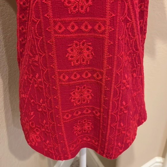 Lucky Brand Dark Pink Embroidered Short Sleeve Shirt - Picture 9 of 16